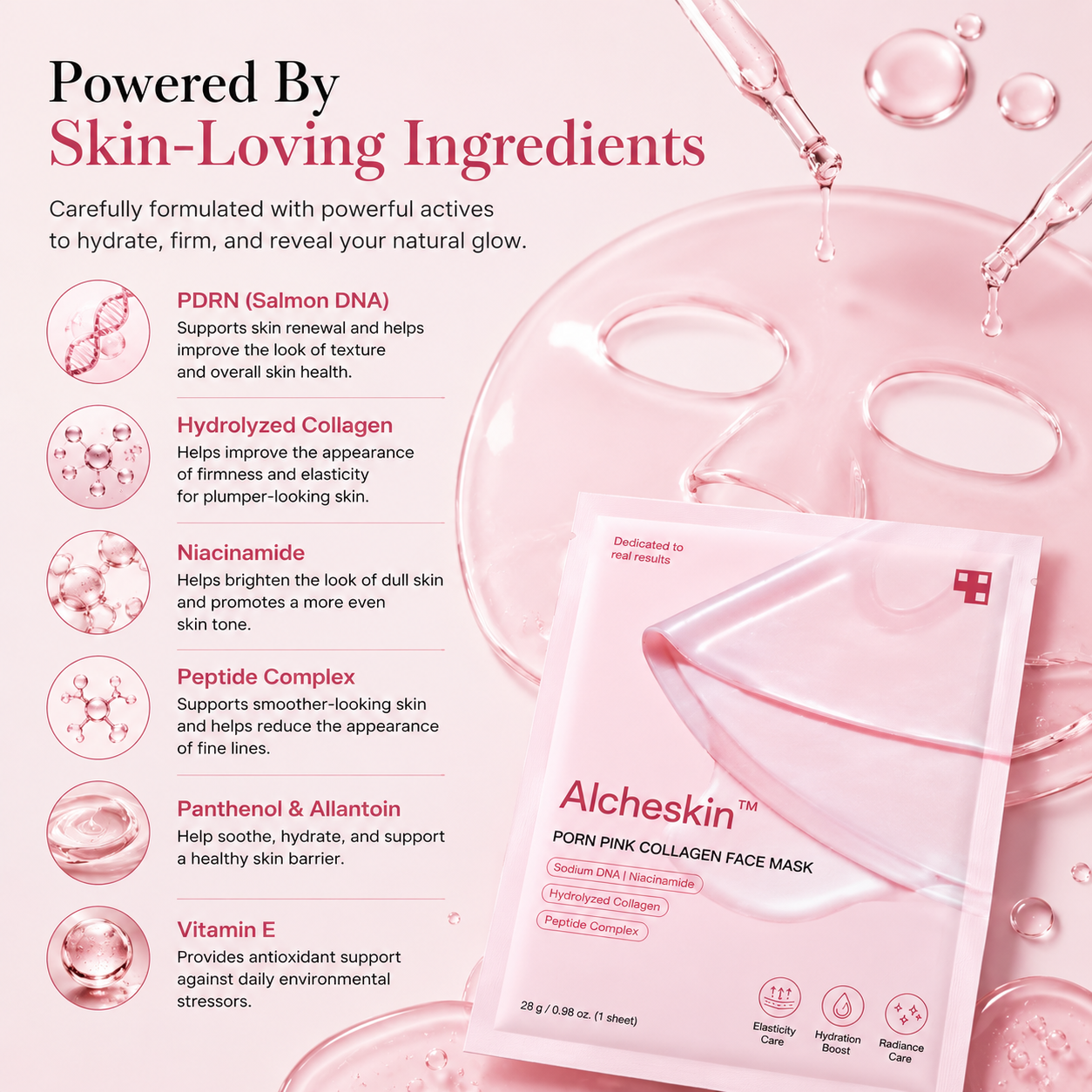 Alcheskin™ PDRN Pink Collagen Face Mask