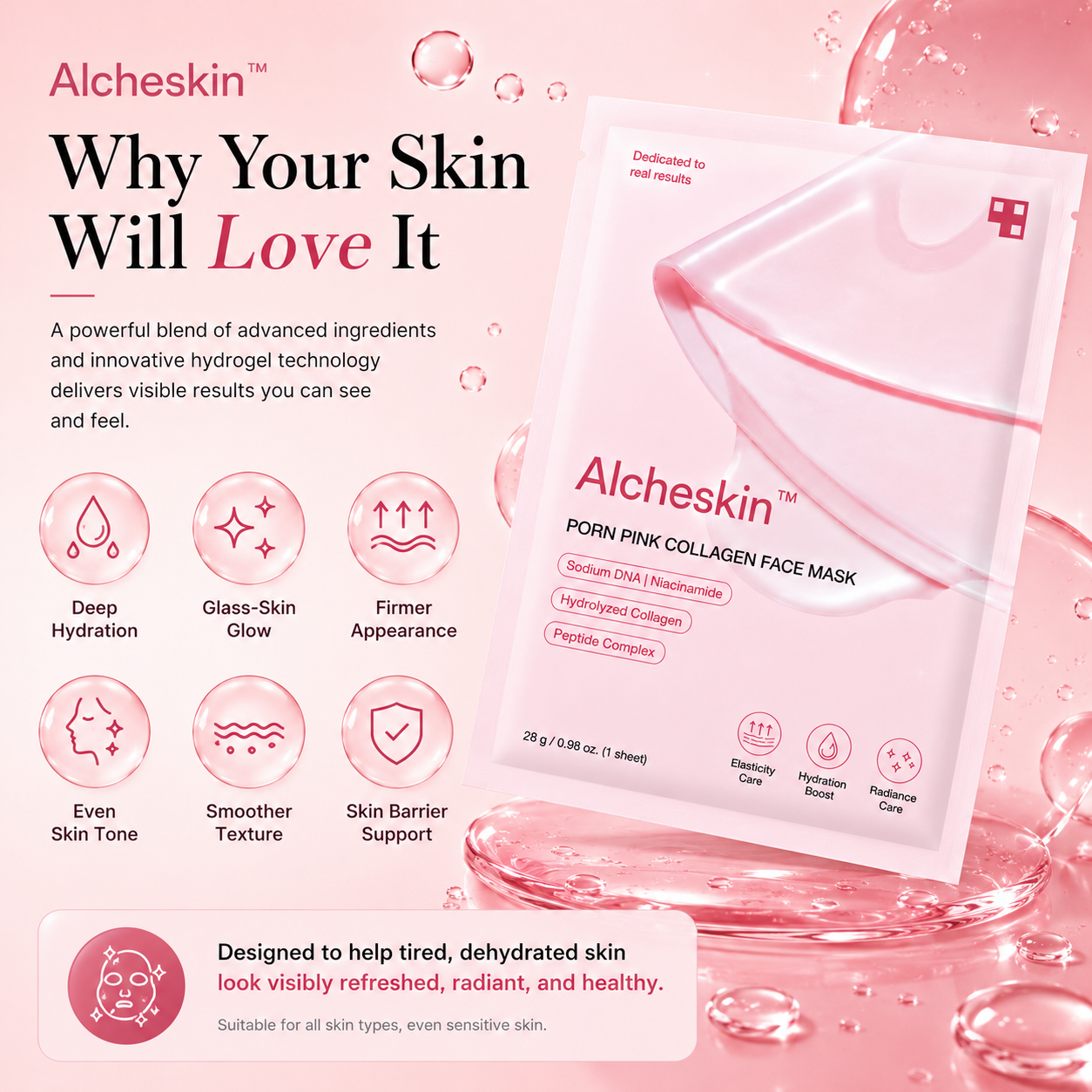 Alcheskin™ PDRN Pink Collagen Face Mask