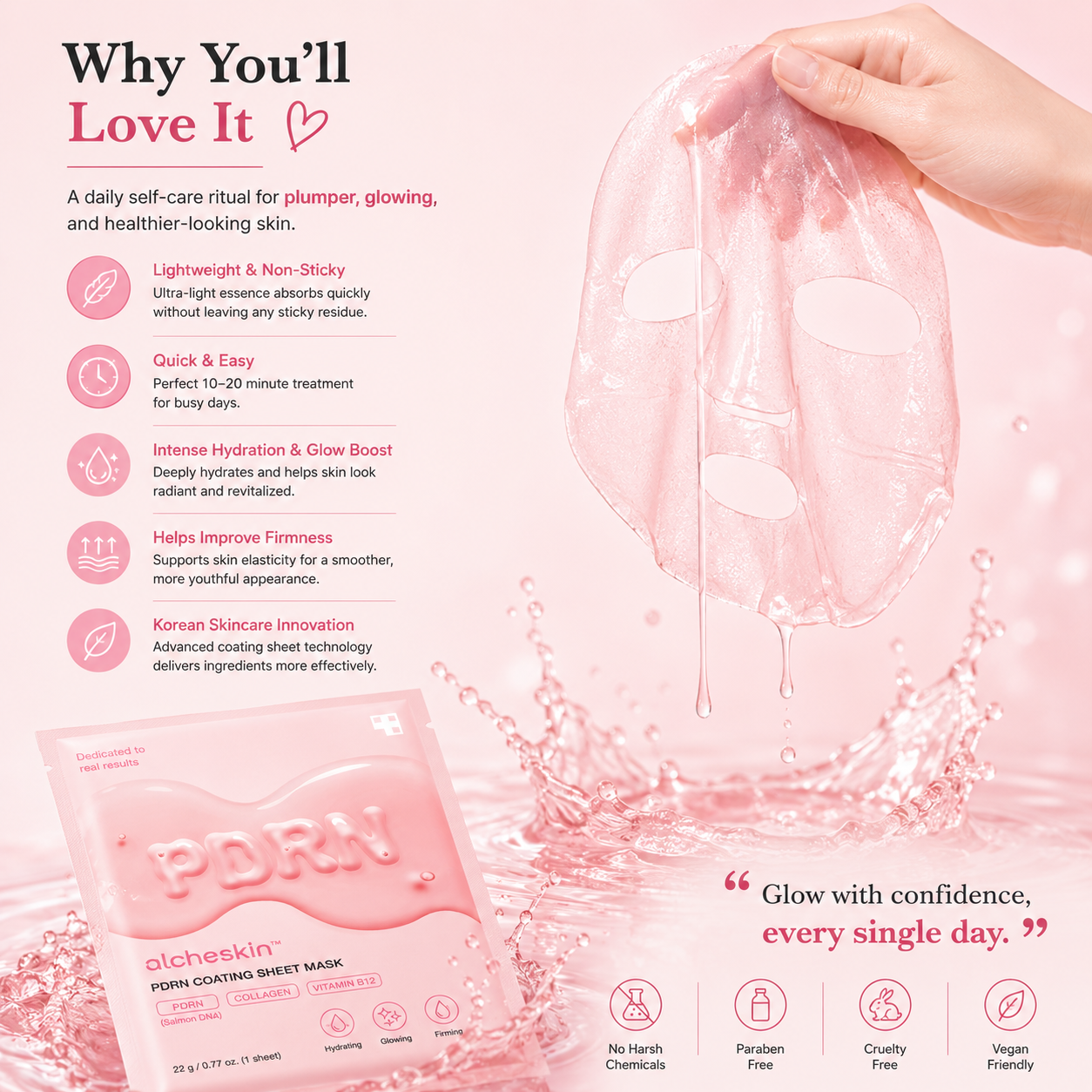 Alcheskin™ PDRN Pink Vita Coating Sheet Mask